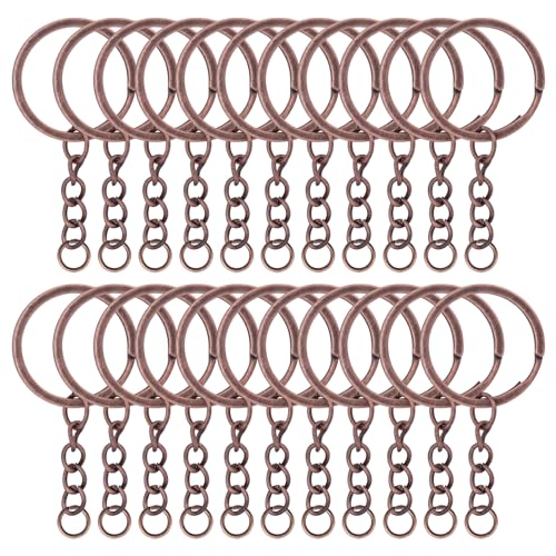 20Pcs Keychain Key Ring with Chain Bulk Split Key Chain，1.1 Inch Key Chains Parts with Open Jump Ring Connector for Jewelry Making Crafts (Bronze) - color: 20Pcs Bronze