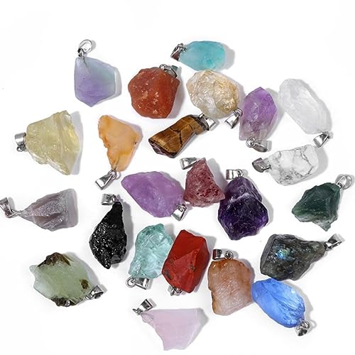 10pcs Irregular Raw Natural Mix Color Rock Stone Pendant Healing Crystal Chakra Gemstone Charm for Jewelry Making DIY Necklace Earrings Accessories Reiki - color: Mix Color