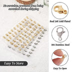 PH PandaHall Pandahall 100Pcs Stainless Steel Lobster Claw Clasps Real 24K Gold Jewelry Lobster Clasp 2 Colors Metal Bracelet Necklace Clasp Closures for Jewelry Making, 9x5x2.5mm