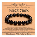Natural Healing Gemstone Bracelet Handmade Yoga Stretch Elastic Bracelet Stress Relief Crystal Jewelry for Men and Women - color: Black Onyx (Positive Energy), size: 10mm