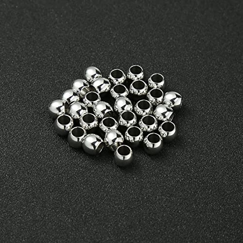 60 Pcs 304 Stainless Steel Smooth Round Spacer Beads 4mm Hole,Seamless Loose Beads for DIY Bracelet Jewelry Making Findings 7mm - color: steel, size: 7*4mm