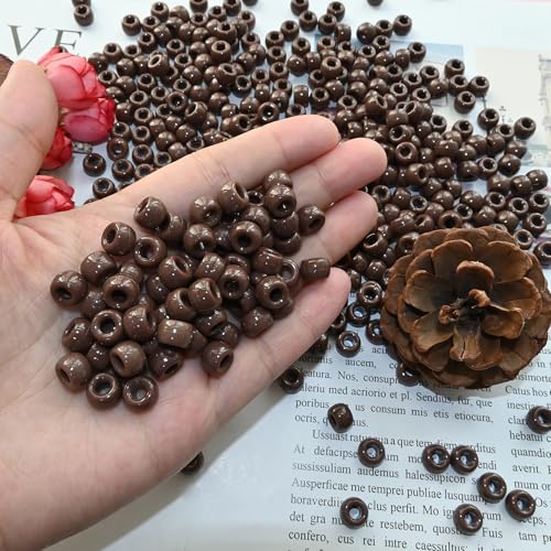 Amaney 500Pcs Brown Pony Beads 6x9mm with Storage Box for Making Bracelet Hair Braids Crafts - color: Glow Star