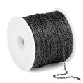 66 Feet Gunmetal Stainless Steel Cable Chains Bulk, 1.5mm 304 Stainless Steel Black Flat Cable Links Chain Roll Spool for Jewelry Making DIY Craft - color: Black, size: 1.5mm width