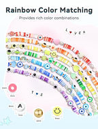 ARTDOT 5342 PCS Clay Beads for Friendship Bracelets Making Kit, 24 Rainbow Colors Jewelry Making Supplies Heishi Beads with Elastic String and Organizer Gifts - color: 5342 PCS