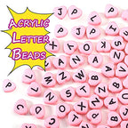 Cheriswelry 100pcs Pink Heart Acrylic Letter Mixed Opaque Black Alphabet Spacer Beads 10.5x11.5mm for DIY Craft Jewelry Making - color: Pink Heart Letter Beads