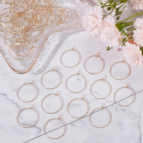 Beebeecraft 1 Box 100Pcs Hoop Earring Findings 18K Gold Plated 316 Stainless Steel Wine Glass Charms Rings with 0.7mm Pin DIY Earring Beading for Hoop Earrings Making, 20mm/0.79in - color: Gold, size: 20mm