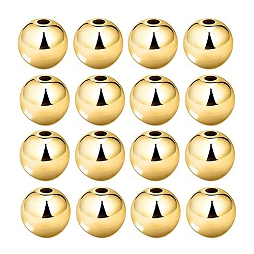 50pcs Gold Smooth Round Spacer Beads - Gold Plated Brass, Tarnish Resistant, Seamless Loose Connector Beads for DIY Bracelet Jewelry Making (8mm/0.31 inch) - color: 8mm/0.31 inch (Gold)
