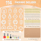 Kajaia 114 Pcs Polymer Clay Earring Cutters Bohemian Flowers Leaf Polymer Clay Earring Cutters Set Jewelry Making Supplies for Women Craft DIY - color: Fresh Style