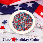 DECYOOL Independence Day Beads, DECYOOL 1200Pcs 4mm Patriotic Spacer Beads 4th of July Loose Ball Round Beads for DIY Bracelet Jewelry Making Craft, Red & Silver & Blue - color: Red & Silver & Blue, size: 4mm