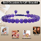 Amazing Gemstone Amethyst Bracelet for Women Men's Gifts - Protection Healing Crystal Bracelet - 8mm Gemstone Beaded Adjustable Bracelet Pulseras Para Hombres Mujer Stocking Stuffers - color: Amethyst