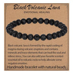 LPBeads Handmade Natural Gemstone Stretch Elastic Bracelet Healing Crystal Round Stone Beads Jewelry Gifts for Women Men - color: Black Lava, size: 6mm