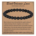 LPBeads Handmade Natural Gemstone Stretch Elastic Bracelet Healing Crystal Round Stone Beads Jewelry Gifts for Women Men - color: Black Lava, size: 6mm