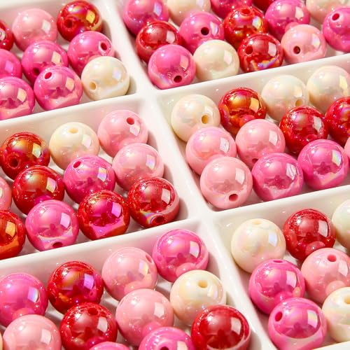 16mm Acrylic Beads 100pcs Chunk Bubblegum Bead Beads for Pens for Necklace Jewelry Bracelets DIY Crafts Making (redpink) - color: redpink