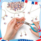 SANNIX 90 Pcs American Flag Charms, Patriotic Enamel Charms for Jewelry Making, Independence Day 4th of July Flag Charm Pendants for Bracelets Necklaces Earrings Making and Crafting - color: Red White Blue