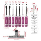 9-Piece Mini Screwdriver Set with Nut Drivers - 1.5mm, 2.0mm, 2.5mm Hex, 4mm, 5.5mm, 0+, 1-, Slotted, 17mm Wrench - Pink Handles - Compact Tool Kit for Electronics, Jewelry, Glasses Repair