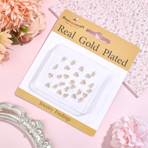 Beebeecraft 1 Box 30Pcs Crimp Bead Covers for Jewelry Making Real 14K Gold Plated Round Flower Clamshell Bead Tip Knot Covers Chain Calotte Ends with Polishing Cloth for DIY Bracelets Necklaces Craft