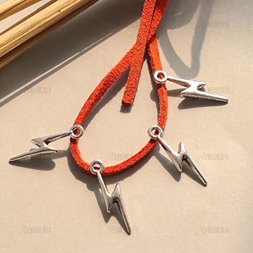 AUEAR, Flash Shape Charms Lightning Bolt Pendants Alloy Charm for Jewelry Making Supply Bracelet Necklace Earrings DIY Crafting Antiqued - color: Silver
