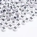 100Pcs Letter Beads - 4x7mm White Round Acrylic Alphabet Beads for Jewelry Making DIY Bracelets, Necklaces & Key Chains - color: M 100Pcs