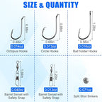 Fishing Hooks Swivel Sinker Set, 120Pcs Fishing Terminal Tackle Assortment Baitholder Octopus Circle Hooks Barrel Swivels Slipt Shot Sinker Weight Beads with Tackle Box