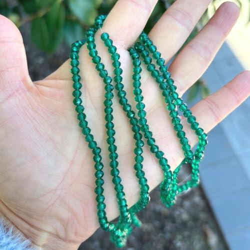 500pcs Czech Faceted Rondelle Crystal Glass Loose Beads 4mm Small Tiny Spacer Bulk Emerald Green for DIY Craft Jewelry Making CCR424 - color: Emerald Green, size: 4mm (0.16") - 500pcs