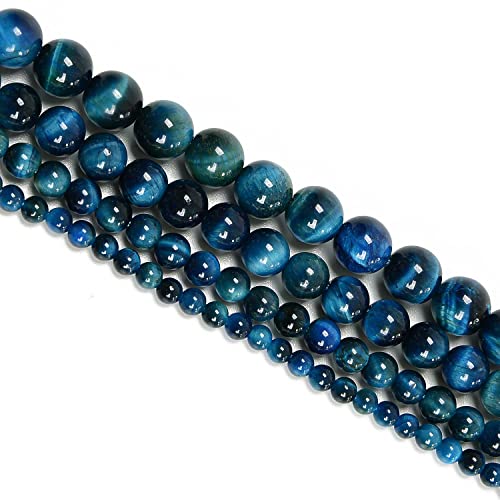 NCB 100pcs Original Natural Stone Beads Gemstone Round Loose Beads 6mm 8mm 10mm (Aquamarine Tiger's Eye, 6mm 100Beads) - color: Aquamarine Tiger's Eye, size: 6mm 100beads