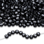 LAIDANLA 1000PCS Acrylic Number Beads White Number Black Round Bead 7×4mm for Jewelry Bracelets Necklaces Key Chains Making - color: Y-White Number Black Beads