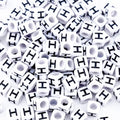 500Pcs Square Letter Beads H 6X6mm Individual White Alphabet Beads for Friendship Bracelets Making - color: Square - H