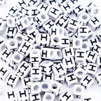 500Pcs Square Letter Beads H 6X6mm Individual White Alphabet Beads for Friendship Bracelets Making - color: Square - H