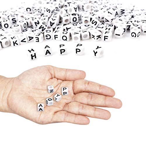 Augshy 700PCS White Letter Beads Alphabet Beads for Making DIY (6mm) - style: Alphabet Style