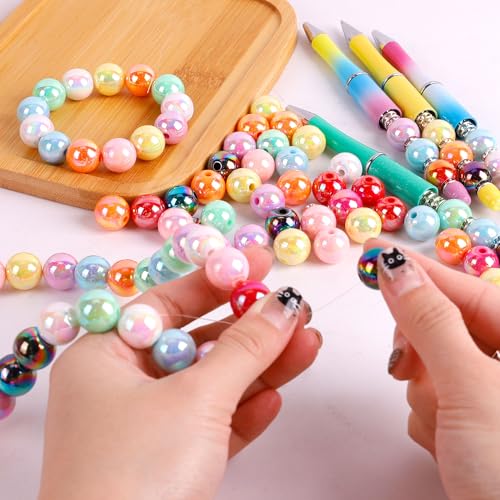 100 Pcs Beads for Pens - Focal Beads for Beadable Pens, Acrylic Bead for Beaded Pen, Rainbow Bead Keychains Bracelets Crafts - color: Rainbow Beads, size: 100 pcs