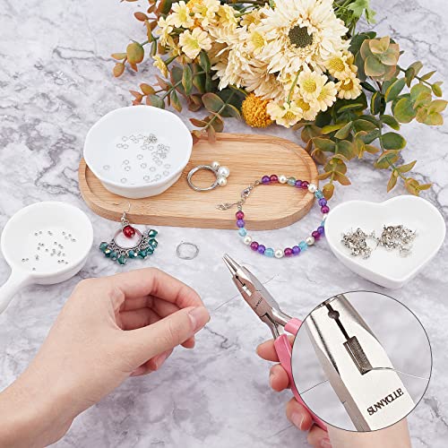 SUNNYCLUE Jewelry Pliers Making Supplies Kit Round Nose Pliers 32Feet Copper Jewelry Wire 40pcs Jump Rings 40pcs Crimp Beads & 40pcs Bead Tips for Jewelry Pliers Findings - color: Pink 4.8 Inch With Jewelry Making Supplies