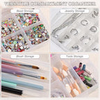 SUTOKAKA 1Pc 21 Grids Plastic Jewelry Organizer Necklace Storage Box Small Compartments Bead Container for DIY Nail Crafts Beading Art Supplies - size: 21