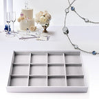 Oirlv Hand Made Velvet Stackable Jewelry Trays Rings Earrings Bracelet organizer Storage Tray (12 Grids) - size: 12 Grids Multi
