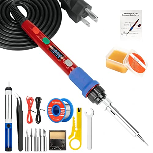 Soldering Iron Kit, 90W 110V LED Digital Soldering Iron with Ceramic Heater, Adjustable Temperature Soldering Welding Iron Kit, Auto-sleep, Thermostatic Design - color: 90w-16-in-1