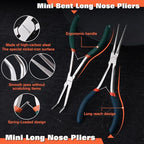 SPEEDWOX Mini Long Nose Pliers Set - Bent, Angled & Regular Needle Nose Pliers for Jewelry Making & Small Object Gripping - style: 2PCS Long Nose Pliers Set
