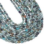 70pcs Natural African Turquoise Stone Beads，4x6mm Egg Shape Loose Gemstone Beads for Jewelry Making Design Earring Necklace - color: African turquoise