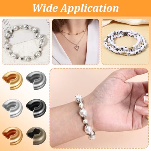 LXUEJIE 600 Pcs Crimp Bead Covers, Crimp Beads for Jewelry Making, 4mm Multi-Color Alloy Crimps Bead Knot Covers Half Round Open Crimps Beads for Bracelet Jewelry Making Craft DIY