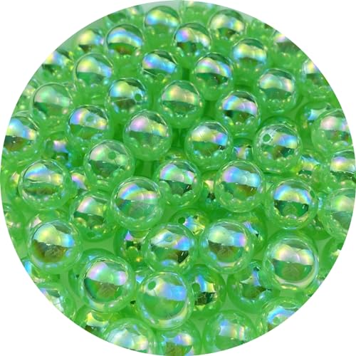 1000pcs Acrylic Round Beads 6mm AB Colors Craft Beads Round Spacer Beads with Holes for Earring Bracelet Necklace Key Chains Jewelry Making(Green AB) - color: Green AB, size: 6mm