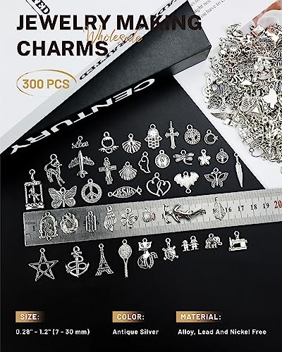 JIALEEY 300 PCS Wholesale Bulk Lots Jewelry Making Charms Mixed Smooth Tibetan Silver Alloy Charms Pendants DIY for Jewelry Making and Crafting, Style B