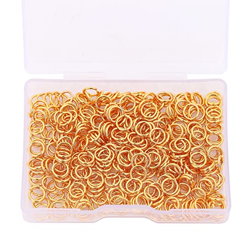 BEADIA 18K Gold Plated Jump Rings Non Tarnish 6mm 400pcs for Jewelry Making Findings - color: Gold, size: 0.7x6mm