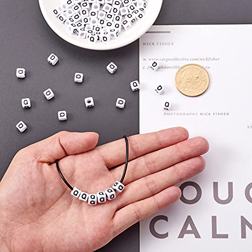 FASHEWELRY 300Pcs Cube White Acrylic Letter Beads 6x6mm Letter Q Alphabet Beads for DIY Bracelet Necklace Jewelry Making - color: Letter Q, size: 6x6x6mm