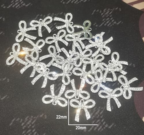16-Pcs Crystal Jewelry Making Charms Silver Pendant Charm For Women Making Jewelry Crafts Rhinestone Charms - color: BowTie