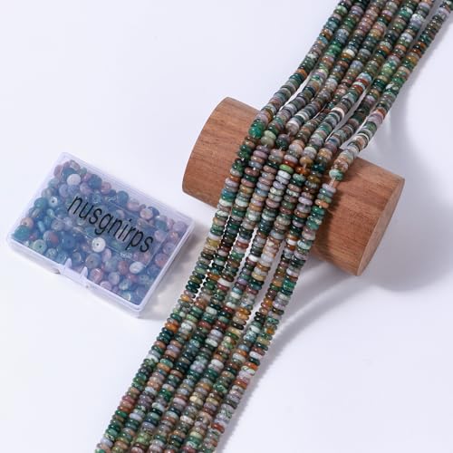 Natural Indian Agate Disk Stone Spacer Beads 6x2mm 38cm/str Flat Rondelle Loose Semi Gemstone Caps for Making Bracelets Necklace - color: Indian Agate