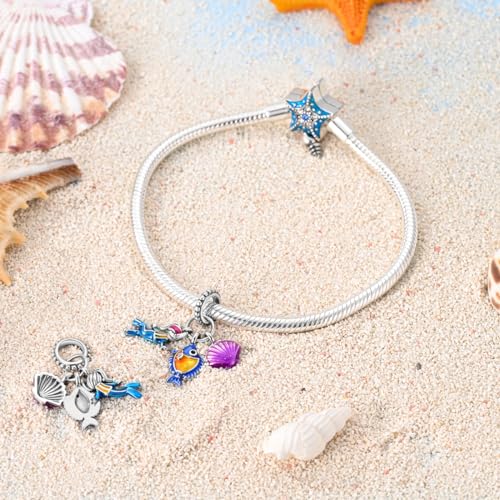 MULA 925 Sterling Silver Charms for Bracelets and Necklaces Lipstick and Bag Dangle Pendants Tower Camera Beads Jewelry Charms for Women - color: Diver