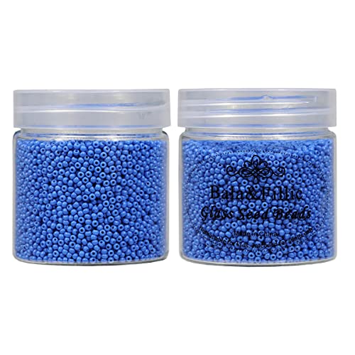 Bala&Fillic 2mm Round Size Seed Beads 10000pcs/110 Grams in Box 12/0 Blue Small Glass Seed Beads for Making Jewelry Earring Bracelets Necklace (Blue) - color: Blue