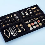 Elsjoy 8 Pack 4 Styles Black Velvet Jewelry Trays, Jewelry Organizer Tray Stackable Jewelry Storage Tray for Drawer, Rings, Earrings, Necklace