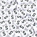 Amaney Letter Beads S 100pcs 7x4mm White Round Acrylic Black Alphabet for Bracelet Jewelry Making - color: S