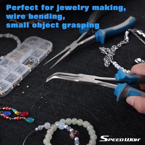 SPEEDWOX 2PCS Long Reach Bent Needle Nose Pliers Set - Smooth Jaw & Bent Needle Nose Pliers for Jewelry Making, Wire Bending & Fishing - style: 2PCS Bent & Needle Nose Pliers Smooth Jaw