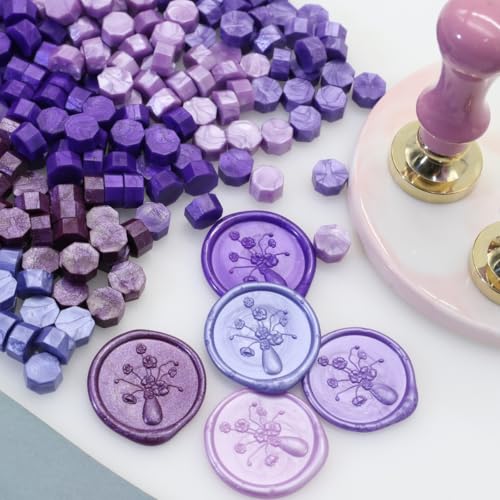 250Pcs Purple Mix Sealing Wax Beads for WaxSeal Stamp, WaxSeal Beads Set with 5 Colors Perfect for Gift Sealing, Letter Wax Sealing (250, Purple Mix) - color: Purple Mix