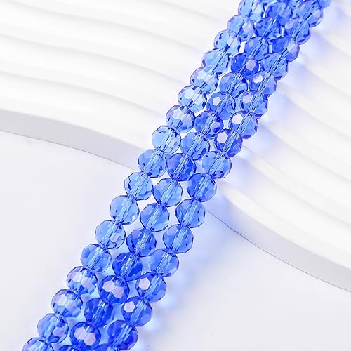 450PCS 6MM Blue Round Crystal Glass Beads for Jewelry Making,Novborcz Glass Beads Faceted Rondelle Beads DIY Glass Crystal Beads for Bracelets Necklace Pendants Jewelry Making DIY Craft - color: Blue, size: 6mm